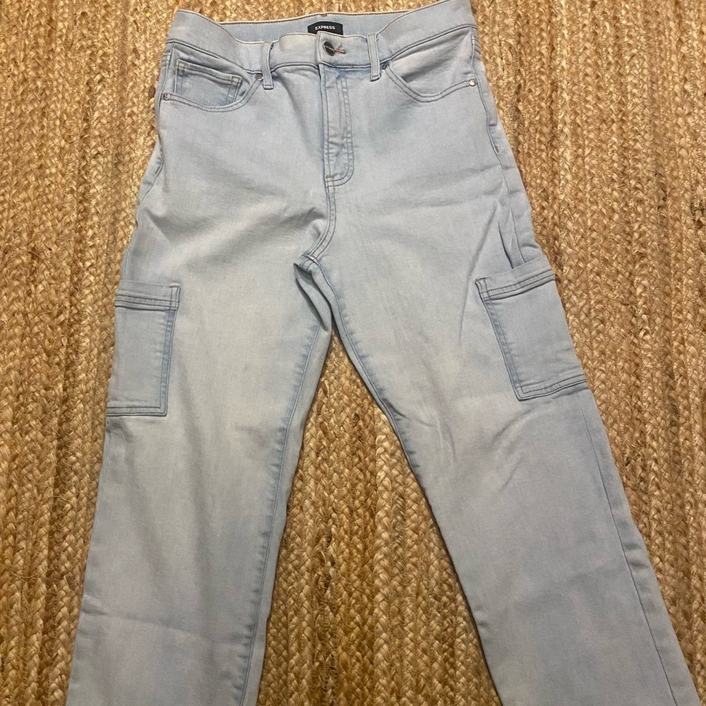Light Blue Cargo Women Jeans